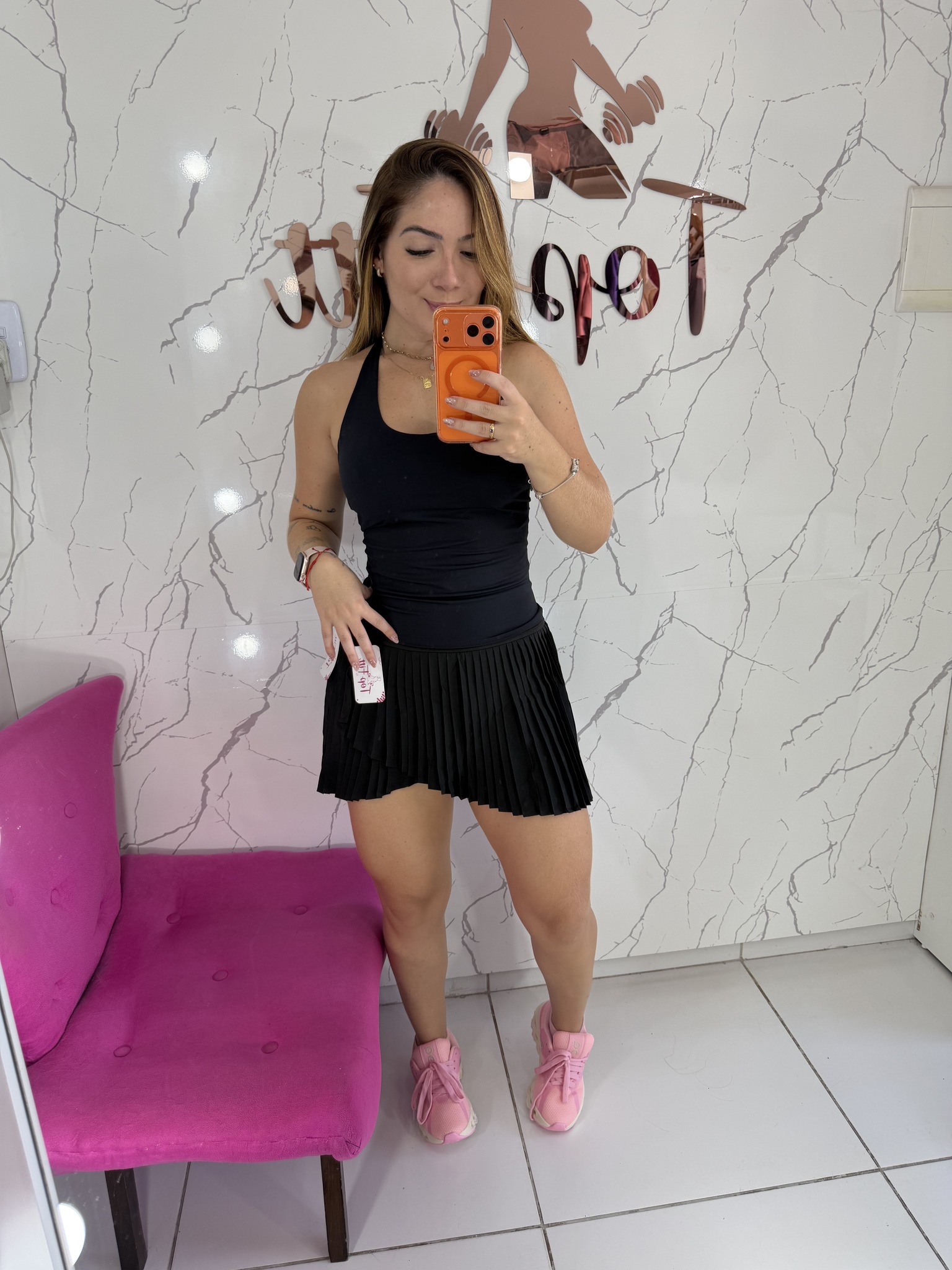 Short saia plissada