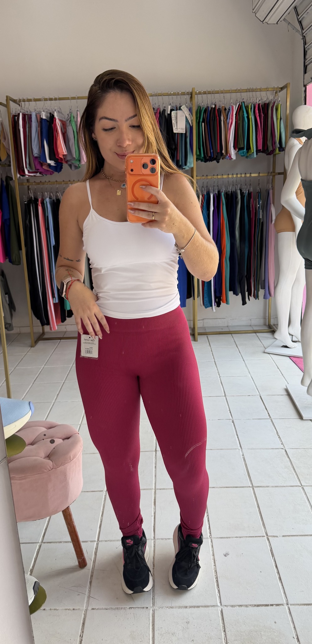 Legg canelado sem costura