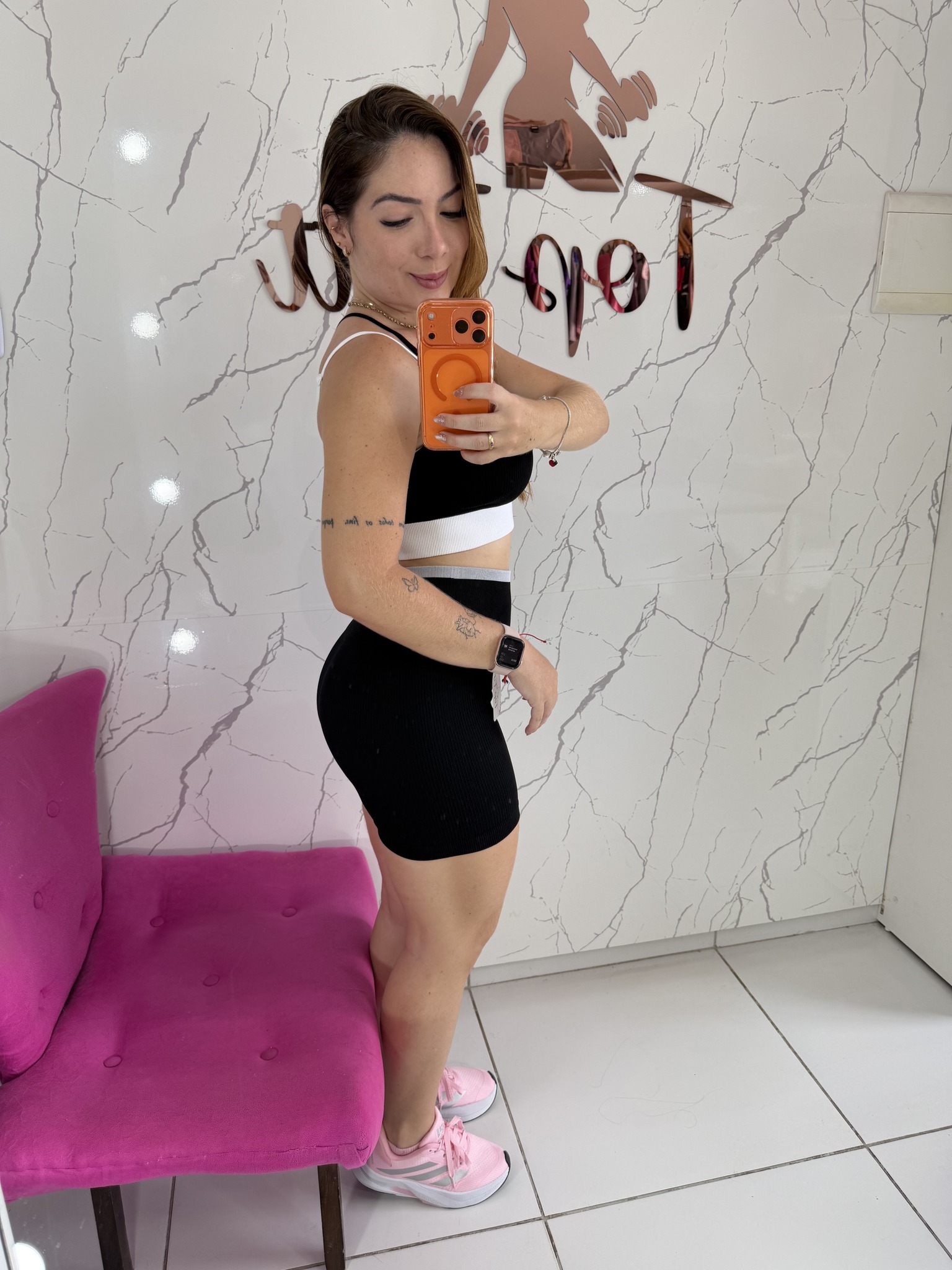 Conjunto canelado sem costura