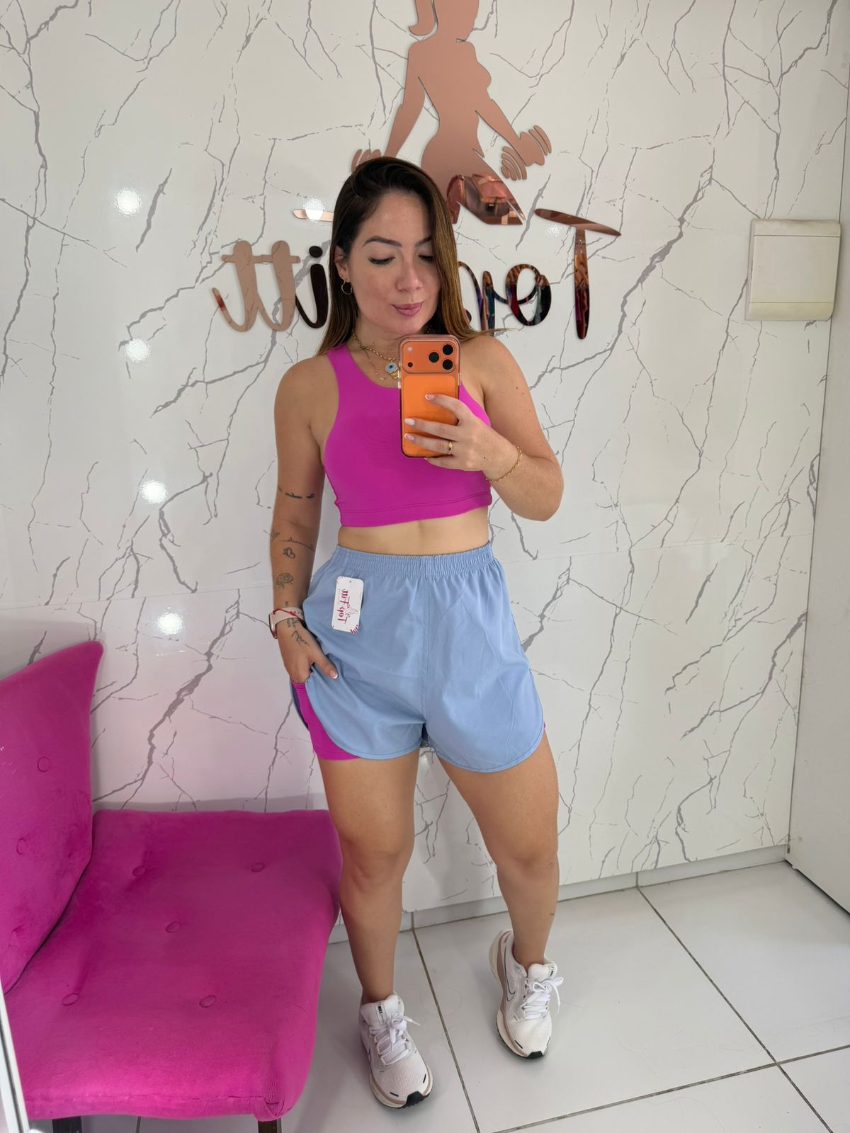 Conjunto em short duplo tactel