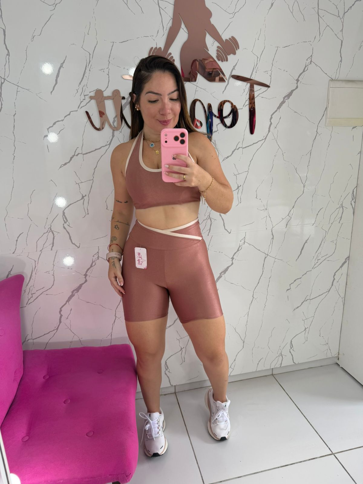 Conjunto short canelado poliamida