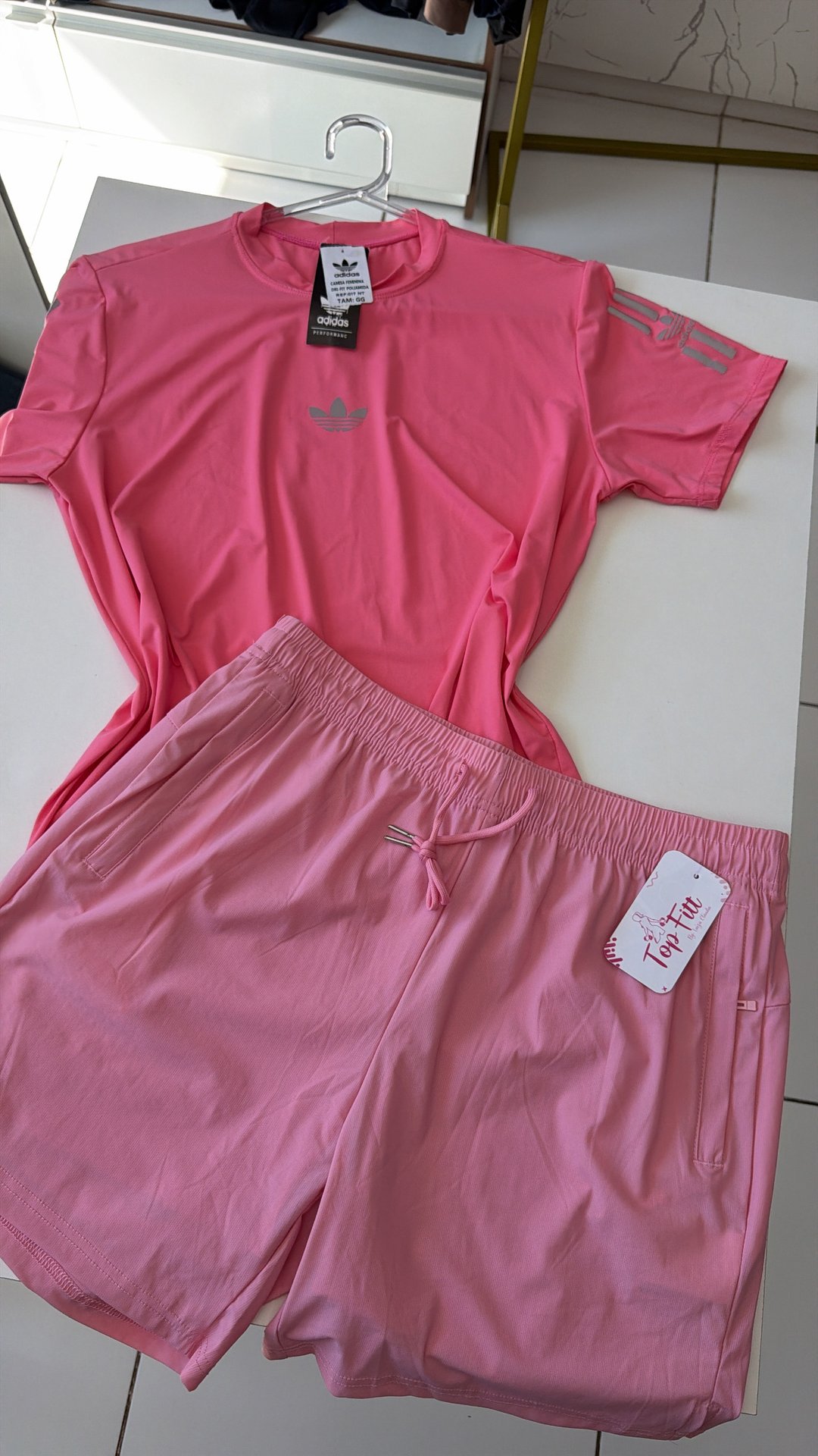 Conjunto GG short duplo + blusa poliamida