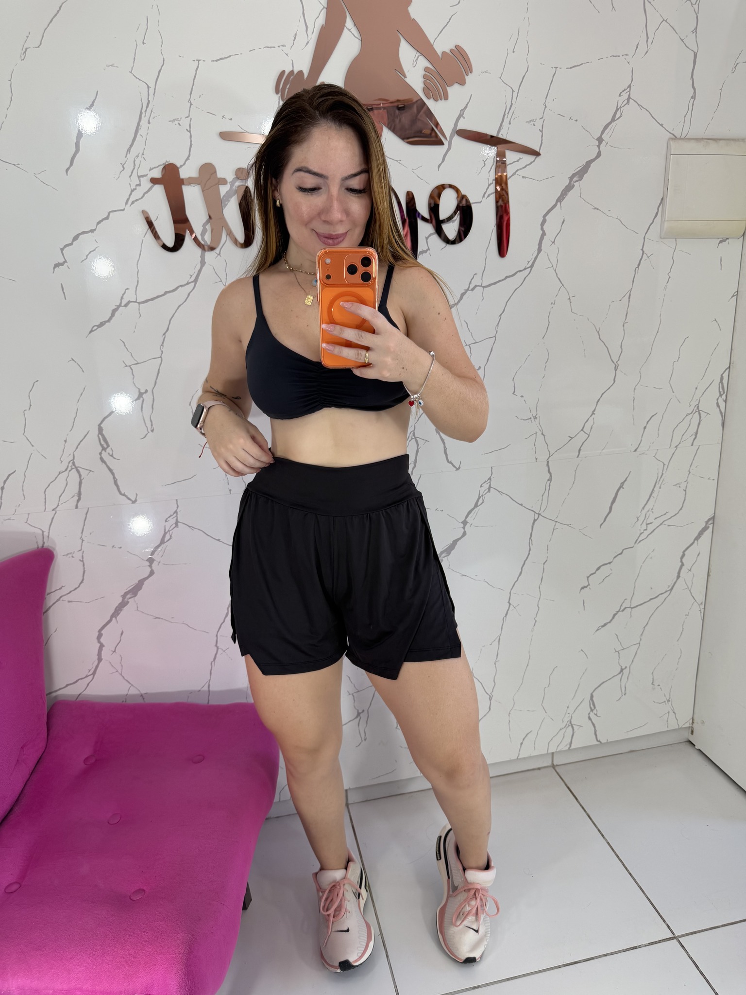 Short corredora poliamida duplo