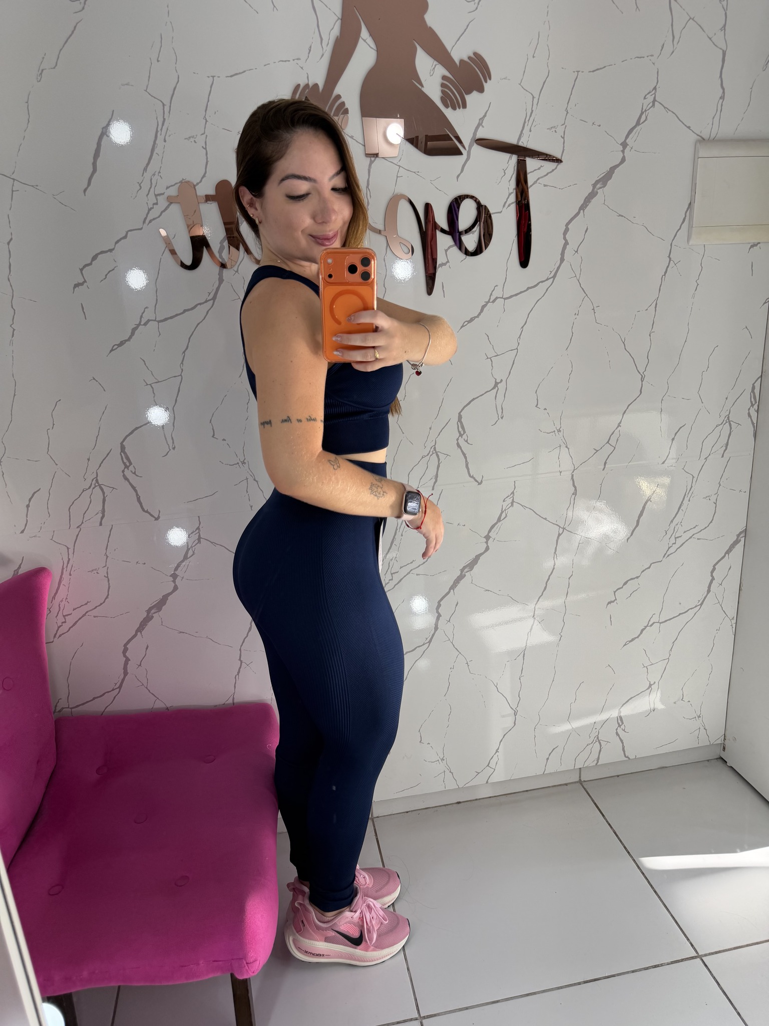 Conjunto canelado sem costura